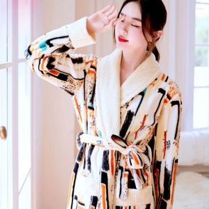 Towel Winter Autumn Floral Dressing Warm Gown El Housecoat Bathrobe Women Bathing Robes WithSoft And Comfortable Fleece Fabric