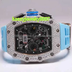 Banda de luxo Blue Hip Hop Diamond VVS Premium Quality VVS Clarity Moissanite Mechanical Automatic Sports Watches for Men