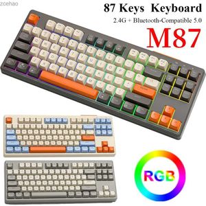 Keyboards M87 Mechanical Keyboard Hot Swapable Keyboard Bluetooth Compatible 2.4G Wireless Keyboard RGB Lighting Effect Gamer KeyboardL2404