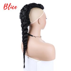 Chignon Blice syntetyczny wysoko zaciąga afro perwersyjna prosta peruka Middlepart Natural Black Clips w Jumbo Braid Sairpiece Ponytail 76cm Chignon