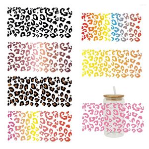 Window Stickers 3D UV DTF Transfers 16oz Cup Wraps Leopard Printed For DIY Glass Ceramic Metal Leather Etc. D356