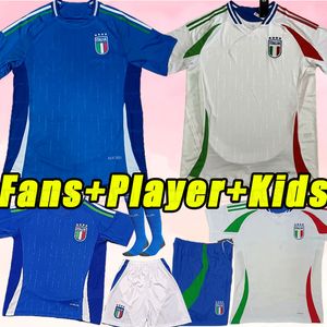 Italia Bonucci Soccer Jerseys Jorginho Insigne Verratti Hiesa Barella Spazzola Chiellini italys 2024 2025 Men Football Shirt Fans Player Version Men Kids Kits Kits