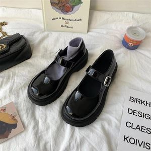 Casual Shoes Lolita Harajuku Storlek 35-40 Japanska kvinnor E Girl Cosplay Costumes Platform Chunky Black Student Mary Jane