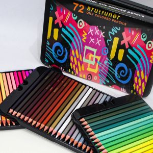 Pencils Brutfuner 72/120/180 Color Professional Oil Color Pencils Set Tin Box Wood Sketching Colored Pencil For School Art Supplies