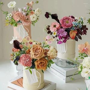 Present Wrap 2024 Flower Box Round Cardboard Boxes Wedding Party Rose Packaging Decoration Valentine's Day Gifts Supplies
