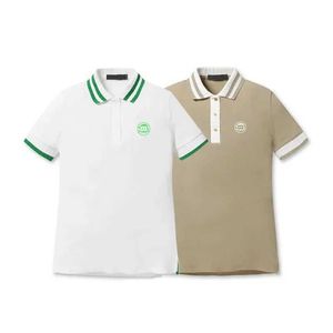メンズTシャツ2024新しい夏のゴルフ服レディースアウトドアスポーツレジャーファッションオールマッチポロネックセーター半袖ニットゴルフシャツJ240402