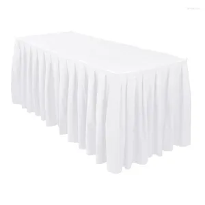 Saia de mesa de natal contornando branco plissado poliéster liso para eventos de casamento festa de noiva decoração el