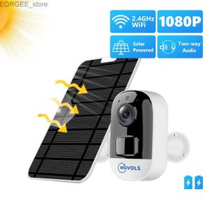 Andra CCTV -kameror Movols 1080p Solar Panel WiFi Wireless IP Camera 2MP HD Two Way Audio Smart PIR CCTV Security Camera Outdoor IP66 Waterproof Y240403