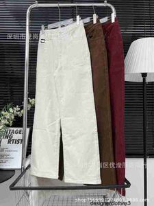 Designer Kvinnor CH Autumnwinter Ny rak Löst hög midja Draping Thin Velvet Floor Slam Pants with Velvet Wide Ben Jeans 5p12