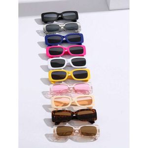 10pcs kwadratowa ramka mody zabarwiona soczewki Y2K okulary przeciwsłoneczne dla mężczyzn akcesoria na imprezę Outdoor UV Protection