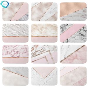 Carpets 40x60cm Bath Mat Nordic Style Rose Gold Stitching Geometry Marble Texture Printed Welcome Floor Bedroom Bathroom Mats Carpet