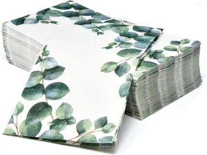 テーブルナプキン100ユーカリ緑のゲストナプキン使い捨て紙グリーンリーフハンドバスルームパウダールームウェディングパーティーの装飾
