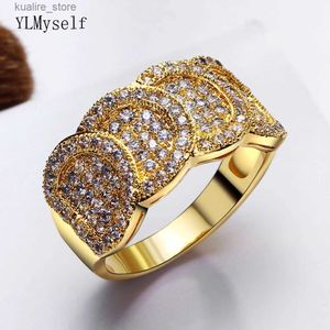 Pierścienie klastra Top Złoty Pierścień AAA Cubic Zirkonia Luxury Copper Jewelry Womens Fashion Akcesoria L240402