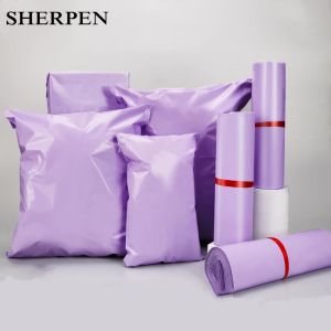 Umschläge Sherpen 50pcs Purple Courier Mailer -Taschen Verpackung Poly Plastik Selfadhäsiv