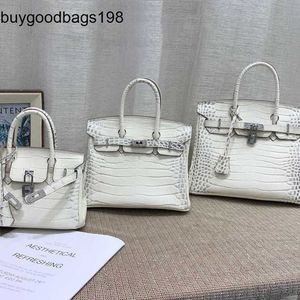 Himalayans Handbags Highsensitive Womens Bag White Crocodile Pattern Leather Inlaid Diamondinglehoulder Messenger Handbag Ayw