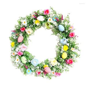 Decorative Flowers 1 PCS 13.8Inch Easter Wreath As Shown Plastic Hanging On Home Indoor Outdoor Front Door Wall Decorations