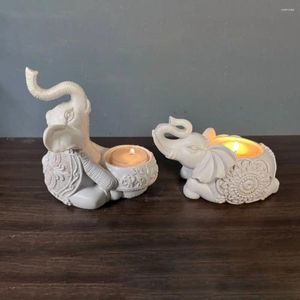 Candle Holders Elephant Candlestick Retro Resin Relievo Bird Tea Light Holder Wedding Home Christmas Lucky Gifts Stick