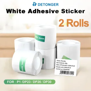 Paper Decore 2 Rolls White Square Selfadhesive Etikett für P1/DP23/DP30 Drucker Verwendung für Home Office Business Sticker Roll