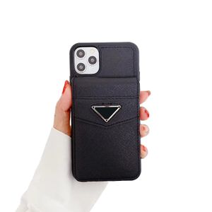 Card Pocket Metal Triangle Logo Phone Case For Iphone 13 12 14 11 Pro Max Xr X Xs Max 8 7 Plus For Apple Fabric Hard Cover