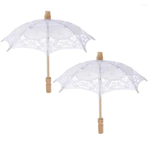 Ombrellas Prop ombrello Scene da nozze Decor sposa in pizzo Parasolo ricamo bianco velo da sposa