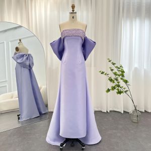 Slippare Sharon sa Dubai Lilac Arabiska kvällsklänningar med Bow Cape Sage Green Elegant Women Wedding Formal Party Gowns SS319