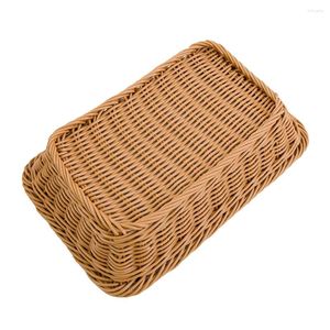 Bottiglie di stoccaggio lavabile vano grande cesto rettangolo fai da te imitazione rattan portatile pane fatto a mano leggero 3 dimensioni