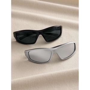 2PAIRS Women Classic Okalne jednoczęściowe zabarwione obiektyw Black White Fashion Y2K okulary do rowerów na świeżym powietrzu akcesoria gogle