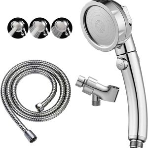 1 Set, High Pressure Handheld Pause Switch 3 Spray Modes Removable Camper Shower Head with Adjustable Angle Bracket Hose - Perfect for Bathroom Accessories and