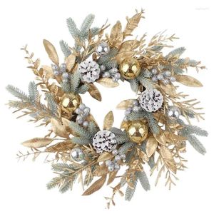 Decorative Flowers Christmas Wreath Handmad Pine Nedle Front Door Hanging Pendant Decor Artificial Garland Ornament Party Supplies