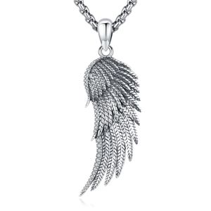 Titanium steel Angel Wing Pendant Necklace Charm Angel Jewelry Gifts for Women Girls Men 20" Chain