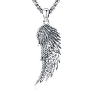 Titanium Steel Angel Wing Wisiant Naszyjnik Charm Anioł Biżuter