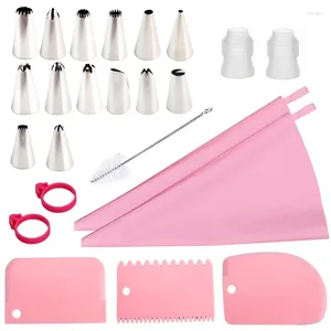 Baking Tools 24pcs/set Cake Decorating Professional Reusable Silicone Piping Bags Stainless Steel Pastry Nozzles Accessories