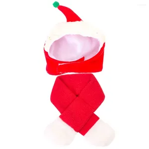 Hundkläder Pet Christmas Set cap huvudbonad hemhatt för dekor huvudbonad halsduk flanell täcker hundar dekorativa