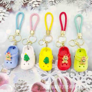 New mini slippers perforated shoes keychain gifts student creative car bags pendants