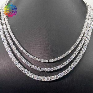 Ny S925 Silver Tennis Chain 5A Zircon 3/4/5mm Hip Hop Mens and Womens smycken Single Stone Necklace 1YXH