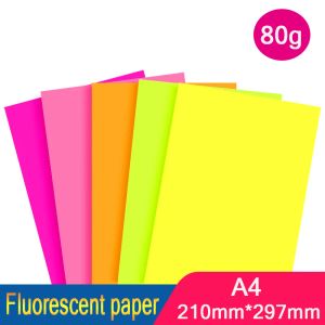 Photography 100 Sheets A4 Fluorescent Paper Color Fluorescence Highlights Diy Cardboard Kraft Handmade Copy Print