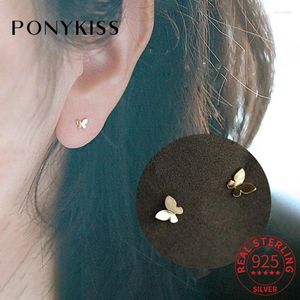 Stud Earrings PONYKISS S925 Sterling Silver Butterfly 14K Gold For Women Fine Jewelry Elegant Accessory Gift Drop