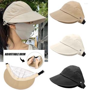 Berets Quick-drying Fisherman Hat Sports Black White Khaki Summer Wide Brim Women Adjustable Portable Outdoor Beach Bucket Hats