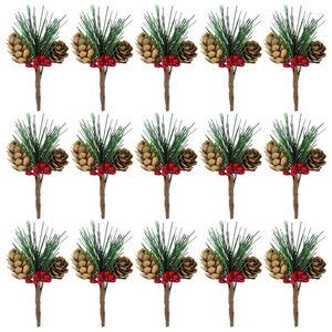 Dekorativa blommor JFBL 30 PCS Artificial Pine Cone Picks and Red Berry Mini Tree For Christmas Party Flower Wreaths Decoration