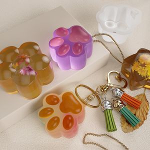 Cat Paw Silicone Mold Bear Paw Shaped 3D Footprint Epoxy Resin Mold Keychain Pendant Clay Molds for Candle Jewelry Soap Making