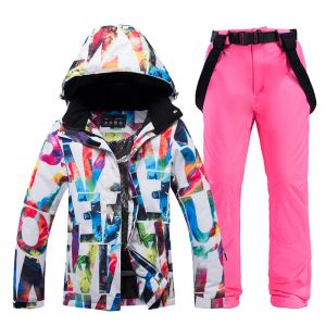 Jackets Cheaper Girl's Ski Suit Wear Winter Outdoor Snowboarding Clothing Waterproof Windproof Snow Jackets and Bibs Skiing Pants Women