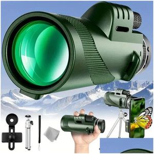 Telescópio Binoculares Powerf 80x100 Monocar com clipe de telefone e tripé Long Range Cam Drop Drop Sports Outdoors Camping Hik Dheqk