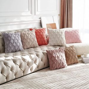 2024 3D Rhombus Plush Pillow Cover Cover الهندسة الزخرفية رمي وسادة ناع