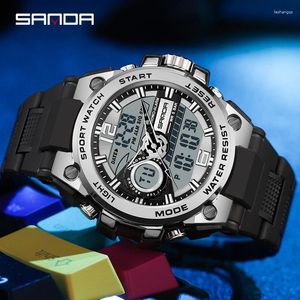 Armbanduhr 2024 Sanda Herren Silikon Sportgelenk Watch 50m wasserdichtes Datum Kalender Business Quartz Uhren Relogio