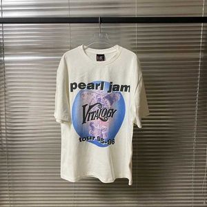 Herren T-Shirts Peari Jam Rock Band gewaschene Baumwolle Vintage T-Shirt Streetwear Vintage beste Qualität Grafik Druck Kenijima gleiche Men Kleidung J240402
