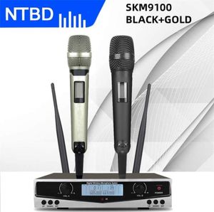 NTBD SKM9100 SAHNE PERFORMANS EV KTV Yüksek Kaliteli UHF Profesyonel Çift Kablosuz Mikrofon Sistemi Dinamik Uzun Mesafe 2106104833038
