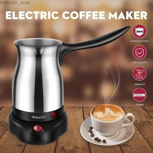 Kaffestillverkare 800W Portable Electric Coffee Machine Trkiye kaffemaskin Rostfritt stål Independent Hushåll Kaffemaskin Y240403