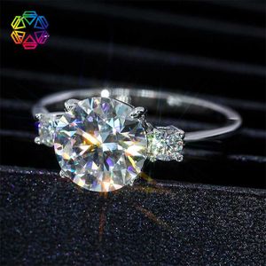 Hot selling 3 Mosang stone ring for women with platinum plated wedding ring set in 925 sterling silver 1SO8