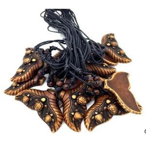 Colares pendentes inteiros 12pcs imitação tribal étnica yak óssea cauda de cauda de cauda de cauda de sereia cauda de sereia de cauda de sereia dhd8r