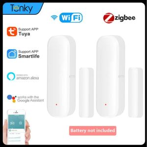 Kontroll Tuya Smart WiFi / Zigbee Door Sensor Window Door Magnet Alarm Detector Independent Magnet Sensor Work med Alexa Google Home